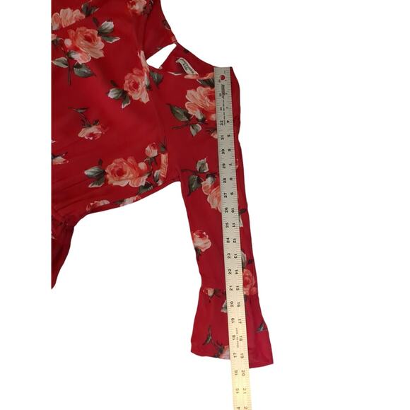 Abercrombie Kids Red Floral One-Piece Romper Long Sleeve Size 11/12 - Picture 10 of 10